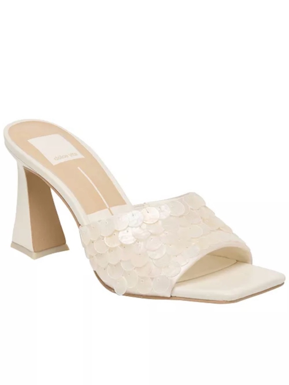 NWT Nandy Confetti Shell Embellished Slide High Heel Dress Sandals SS 7